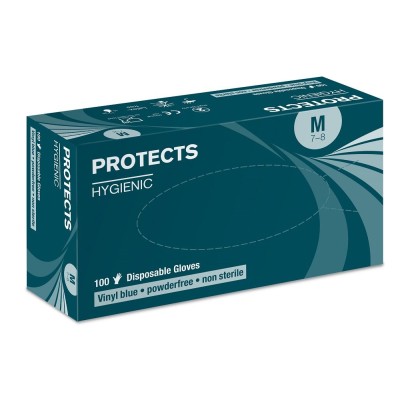 Jednorázové rukavice PROTECTS HYGIENIC VINYL - nepudrované - modrá DOPRODEJ 09