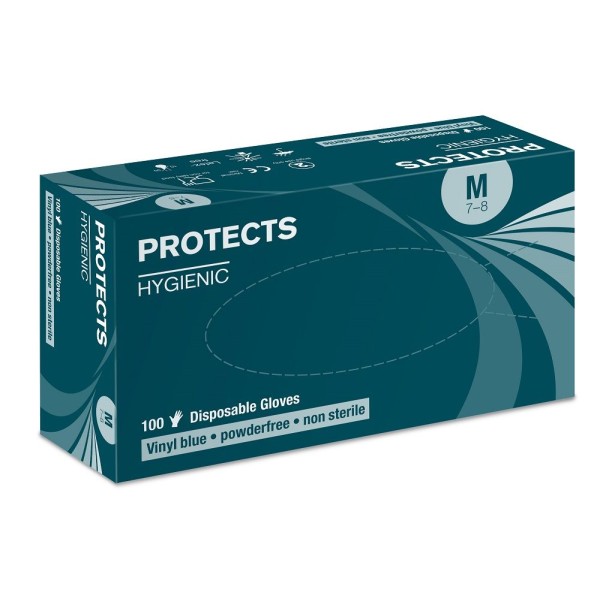 Jednorázové rukavice PROTECTS HYGIENIC VINYL - nepudrované - modrá DOPRODEJ 09