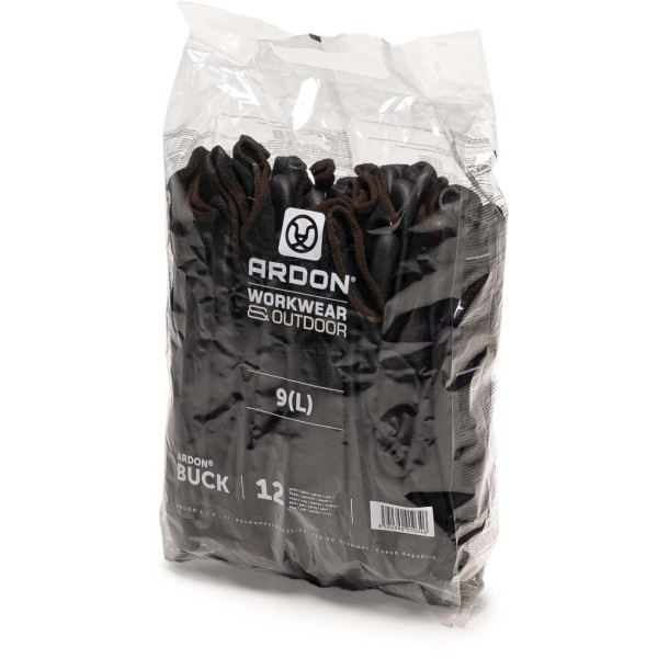 Máčené rukavice ARDON®BUCK BLACK - maloobchodní balení 12 párů - černá 09