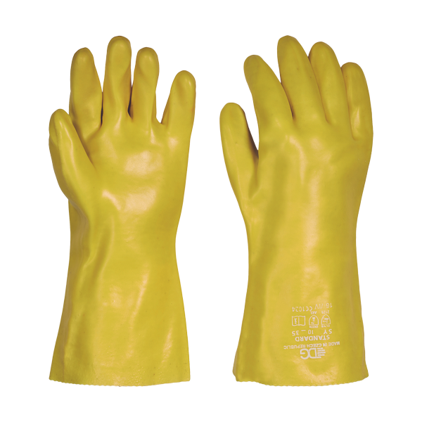 STANDARD gloves 35cm dipp.yellow PVC 9