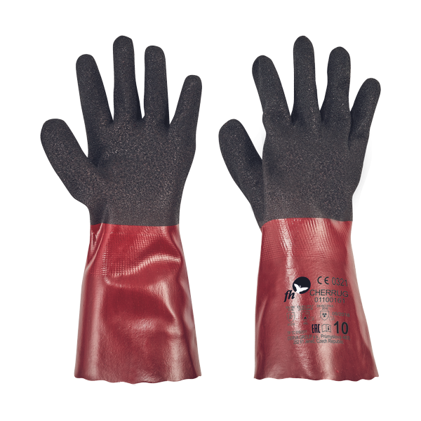 CHERRUG glove PVC nitr black/red 10