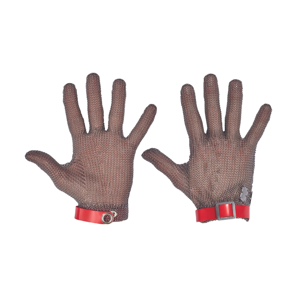 5-finger simple metal glove,size M red
