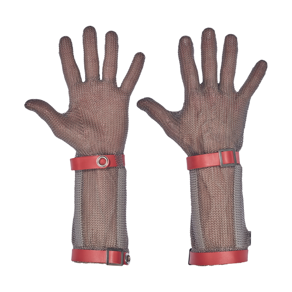 5-finger metal glove cuff 15cm S M red