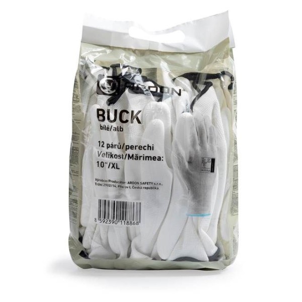 Máčené rukavice ARDONSAFETY/BUCK WHITE 09/L - maloobchodní balení 12 párů 11